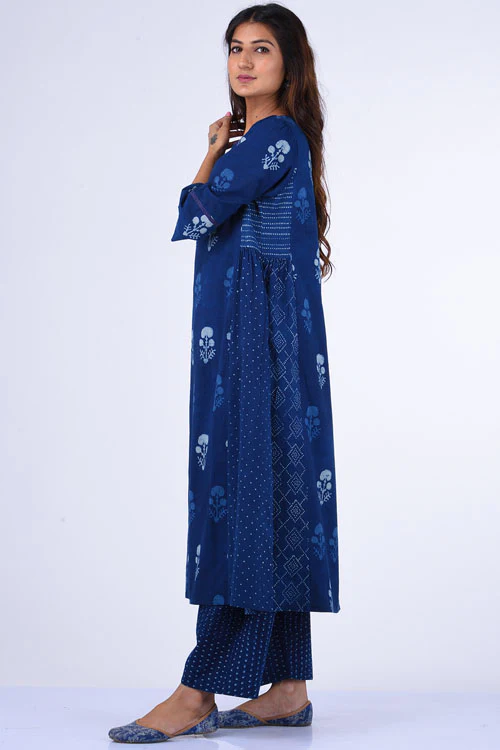 Dharan "Rasa Dress" Indigo Block Printed Dress - Image 4