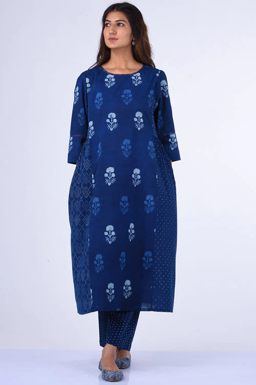 Dharan "Rasa Dress" Indigo Block Printed Dress - Image 5
