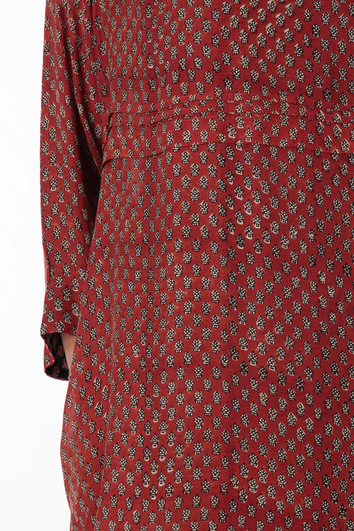 Dharan "Ruby Dress" Red Block Printed Dress With Slip - Image 5