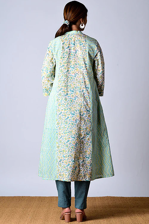 Dharan "Suhaani Kurta" Green Block Printed Kurta - Image 5