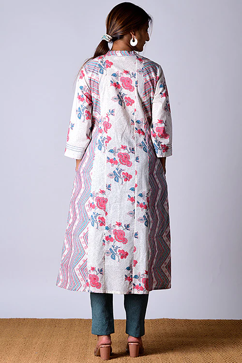 Dharan "Suhaani Kurta" White Block Printed Kurta - Image 6