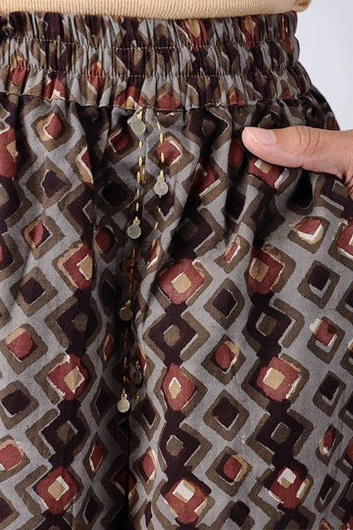 Dharan 'Tile Culotte' Brown Block Printed Culotte - Image 3