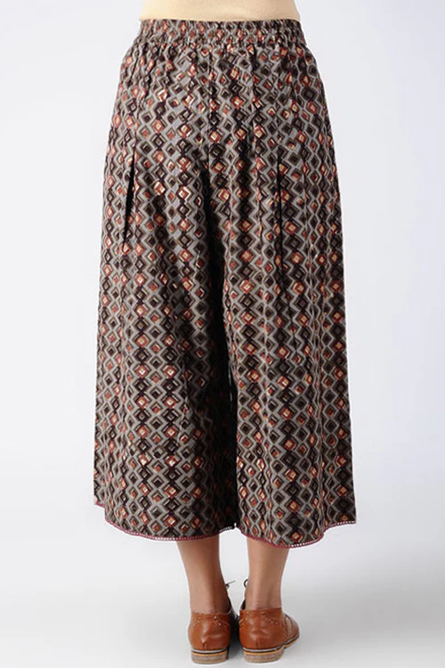 Dharan 'Tile Culotte' Brown Block Printed Culotte - Image 4