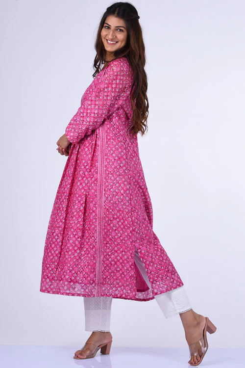 Dharan "Upavan Dress" Pink Block Printed Dress - Image 3