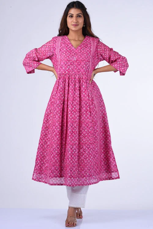 Dharan "Upavan Dress" Pink Block Printed Dress - Image 6