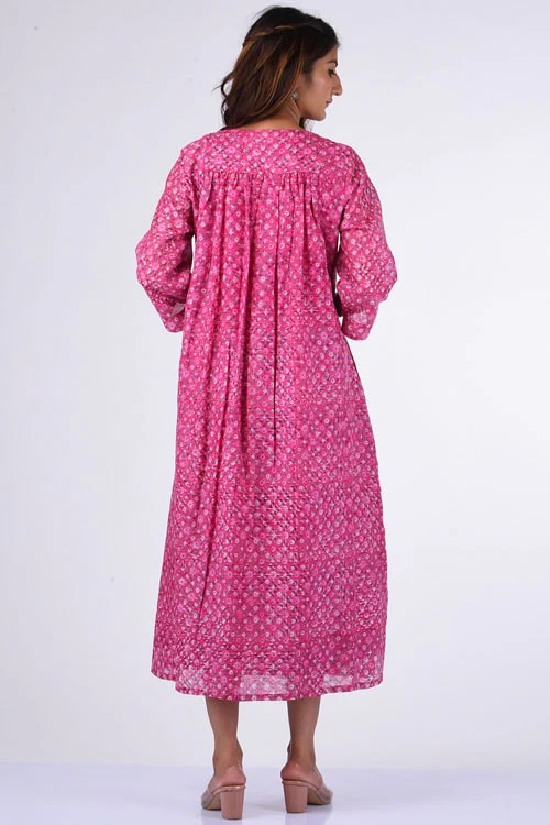 Dharan "Upavan Dress" Pink Block Printed Dress - Image 7