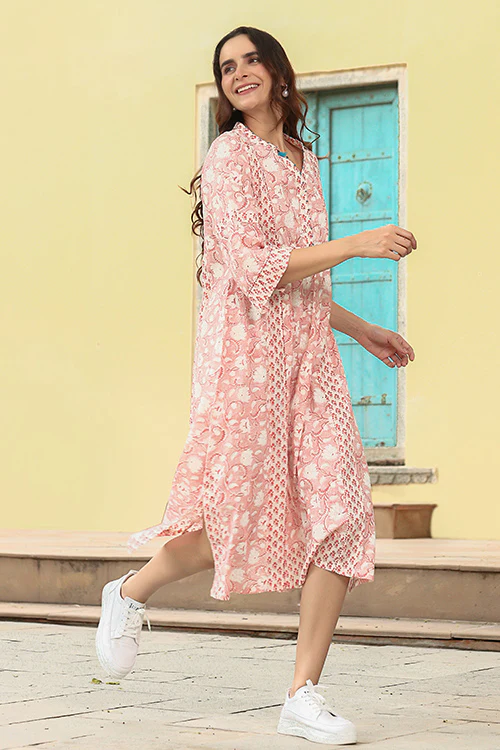 Dharan "Yokma Kurta" Coral Block Printed Kurta - Image 3