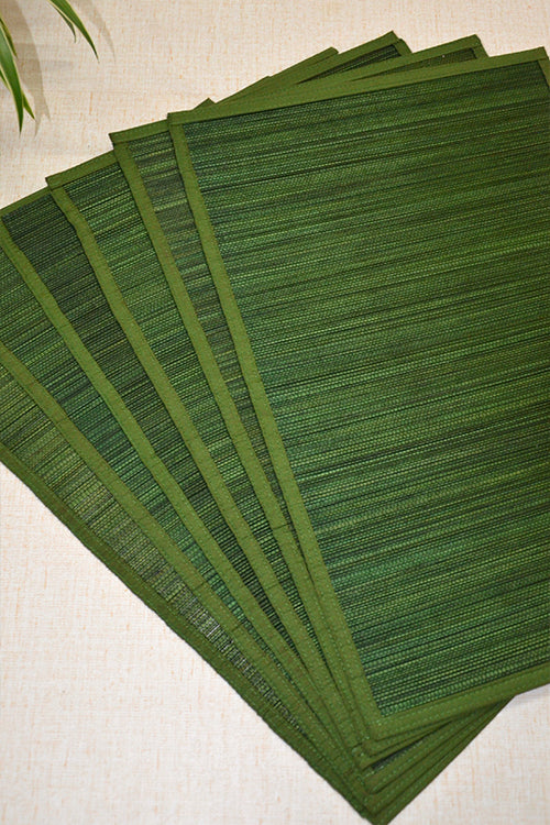 Dharini Bamboo Placemats Plain Seaweed (Set Of 6) - Image 5
