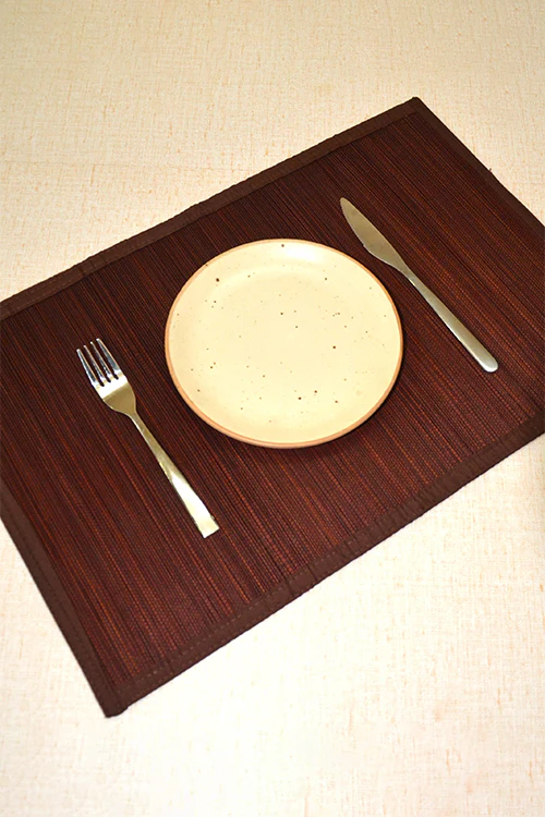 Dharini Bamboo Plain Placemats  (Set Of 6) - Brown - Image 3