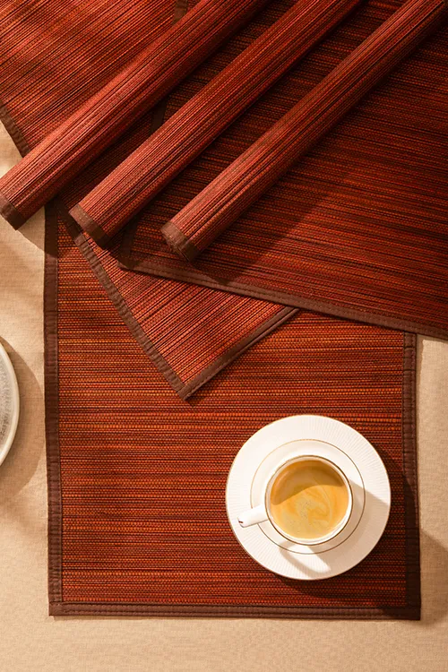Dharini Bamboo Plain Placemats  (Set Of 6) - Brown - Image 4