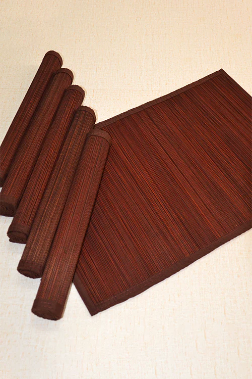 Dharini Bamboo Plain Placemats  (Set Of 6) - Brown - Image 5