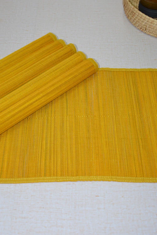 Dharini Bamboo Plain Placemats (Set Of 6) - Mustard