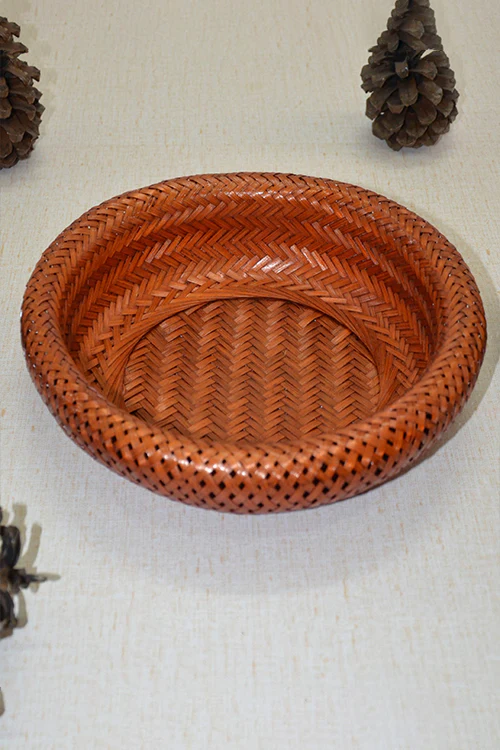 Dharini Bamboo Round Bread & Utility Basket Brown - Image 3