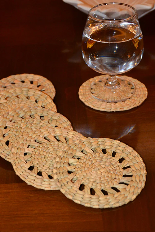 Dharini Kauna Round Coasters Natural (Set Of 6) - Image 2