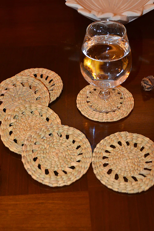Dharini Kauna Round Coasters Natural (Set Of 6) - Image 5