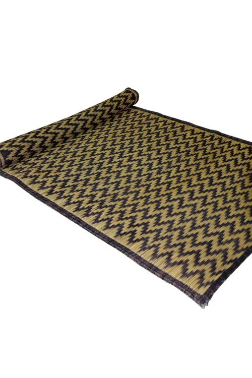 Dharini Madurkathi Chevron Pattern Floor Mat (3Ft x 6Ft) (Charcoal-Natural) - Image 2