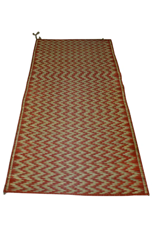 Dharini Madurkathi Chevron Pattern Floor Mat (3Ft x 6Ft) (Rust-Natural) - Image 3