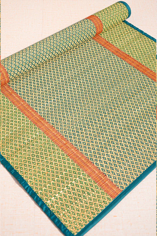 Dharini Madurkathi Floor Mat Blue Green (2Ft X 5Ft) - Image 2