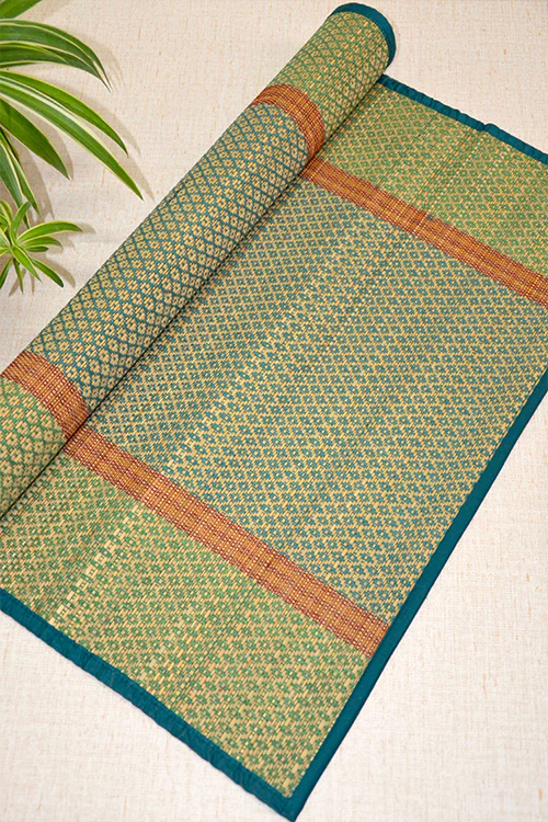 Dharini Madurkathi Floor Mat Blue Green (2Ft X 5Ft) - Image 3