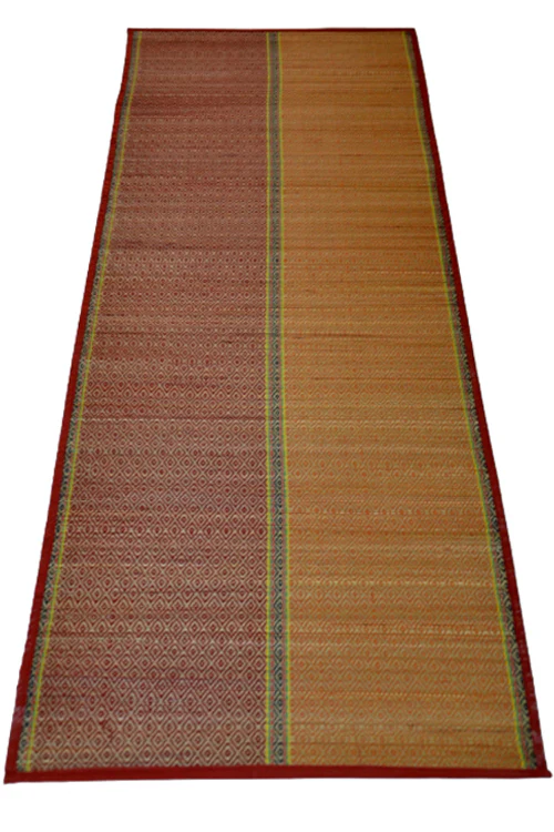 Dharini Madurkathi Floor Mat Maroon Orange (2ft x 5ft) - Image 3