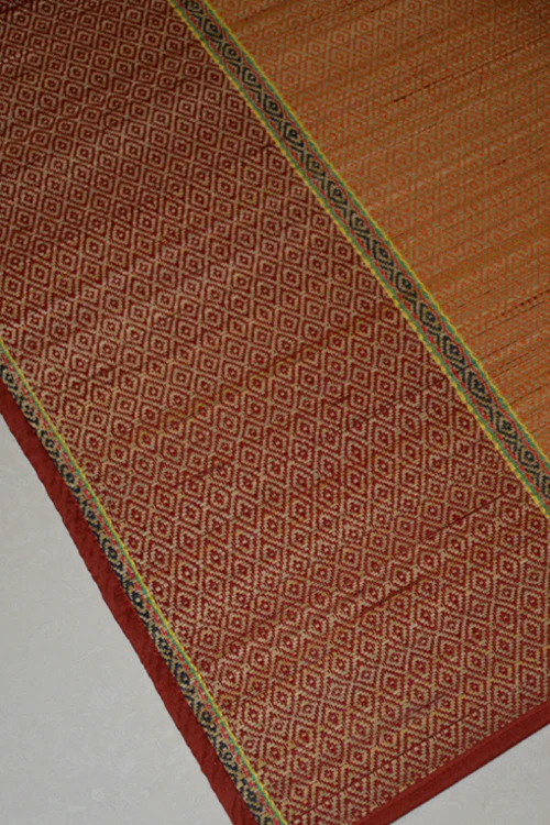 Dharini Madurkathi Floor Mat Maroon Orange (2ft x 5ft) - Image 4