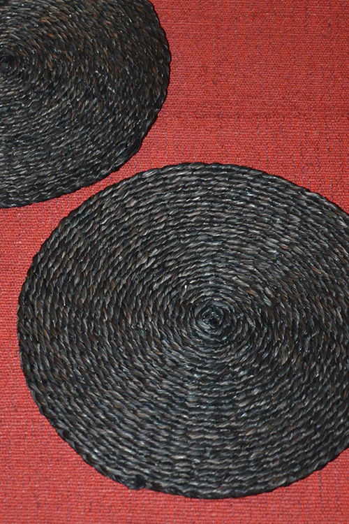 Dharini Madurkathi & Sabai Diamond Dining Set Black Orange (Set Of 9) - Image 4