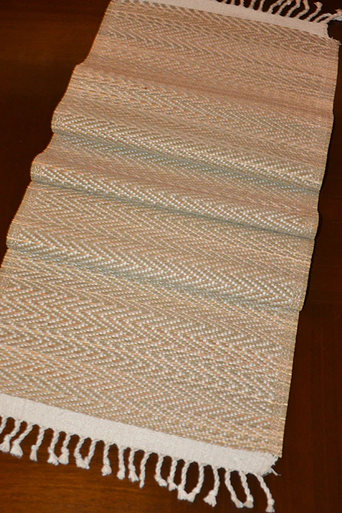 Dharini Madurkathi Tassels Chevron Table Runner Ivory - Image 3