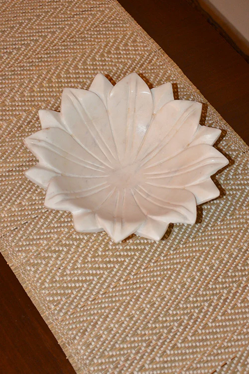 Dharini Madurkathi Tassels Chevron Table Runner Ivory - Image 6