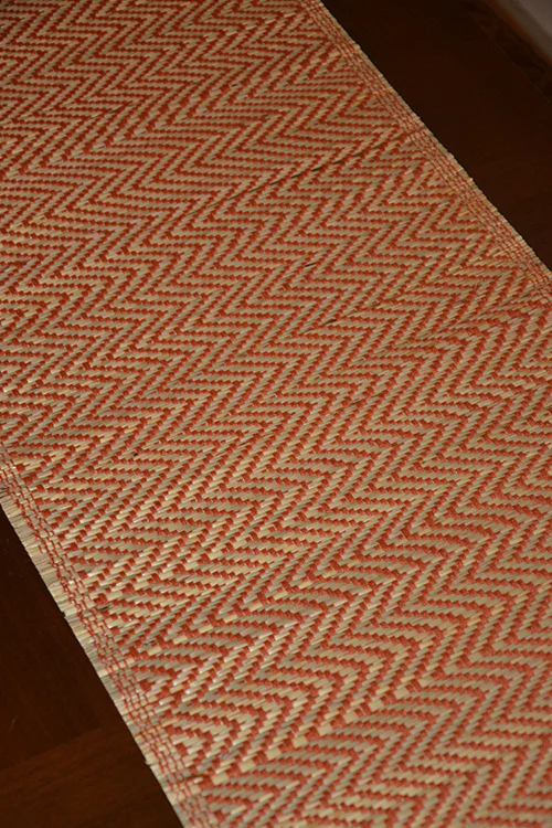 Dharini Madurkathi Tassels Chevron Table Runner Rust - Image 4