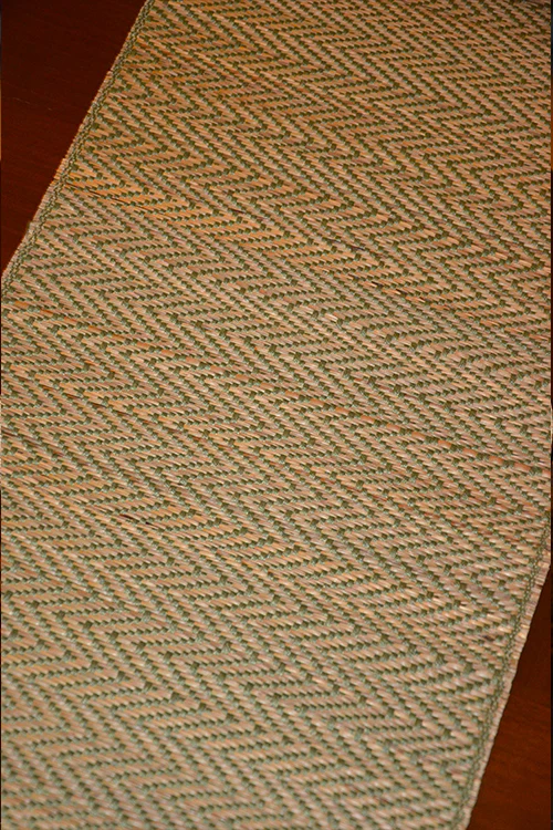 Dharini Madurkathi Tassels Chevron Table Runner Sage Green - Image 4