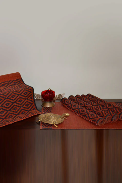 Dharini Masland Mats & Runner Set Red-Charcoal (Set Of 7) - Image 2