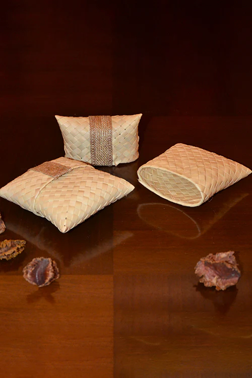 Dharini Palm Leaf Gift Pouches Natural (Set Of 4) - Image 3
