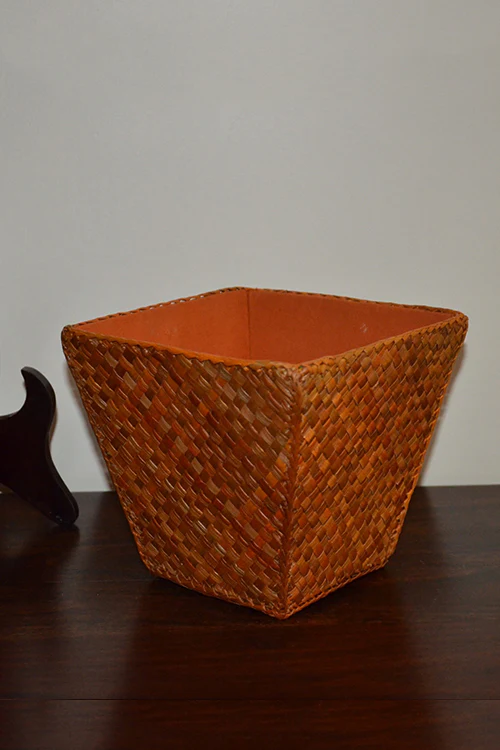 Dharini Screw Pine Paper Basket Mustard - Image 2