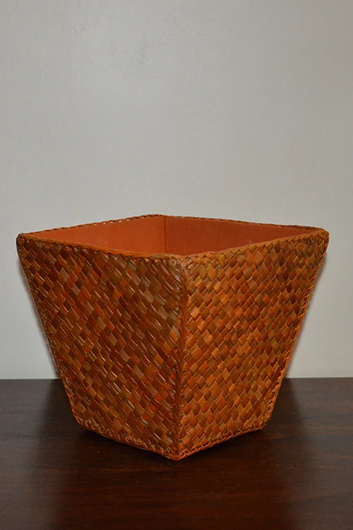Dharini Screw Pine Paper Basket Mustard - Image 3
