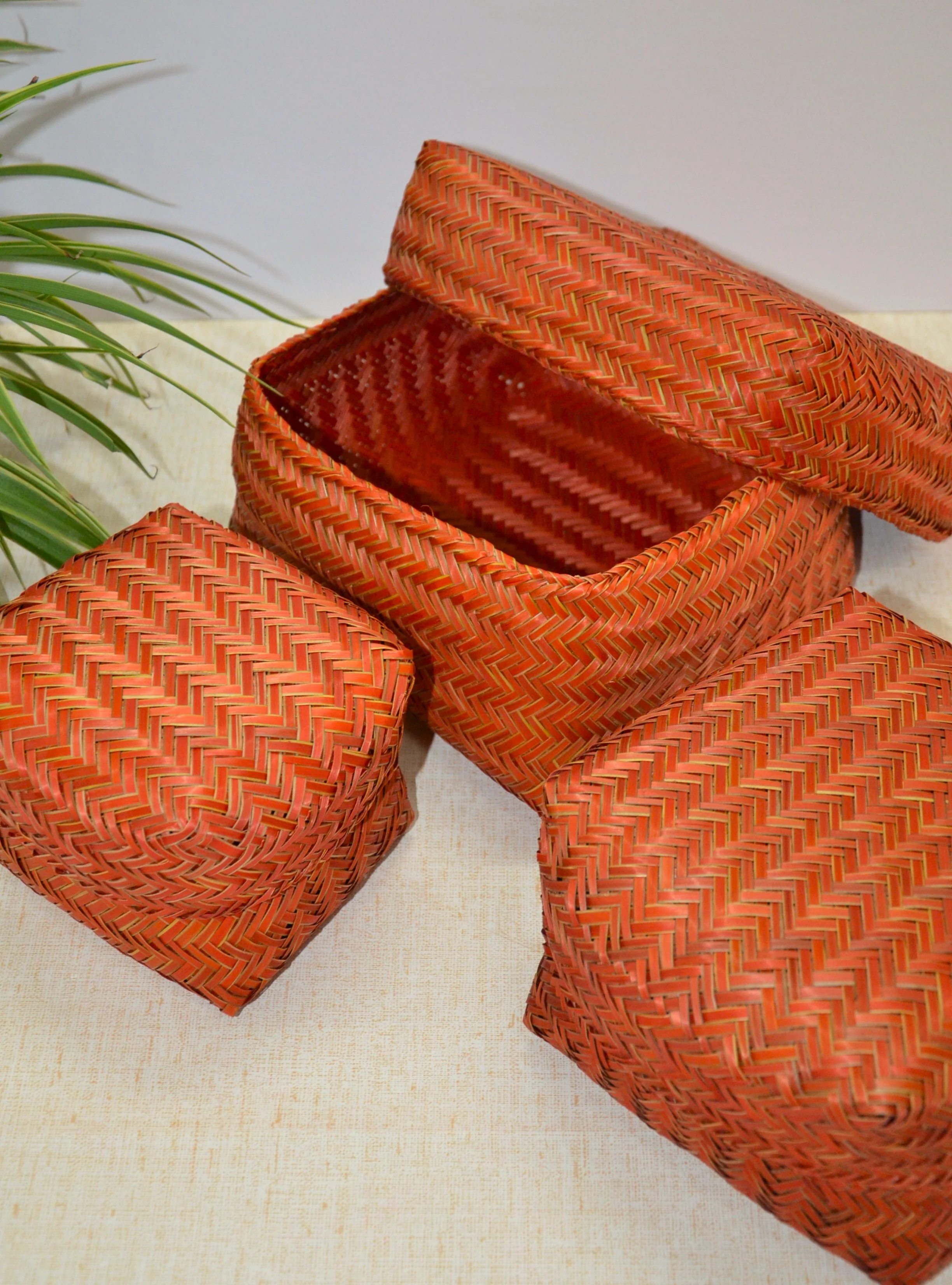 Dharini Sitalpati Gift & Utility Boxes Rust (Set Of 3) - Image 2