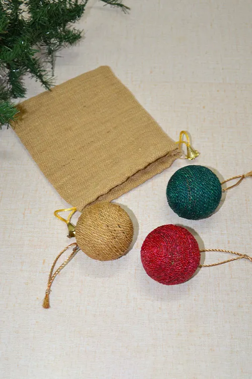 Dharini Water Hyacinth Christrmas Ball Ornaments (Set of 3) - Image 3