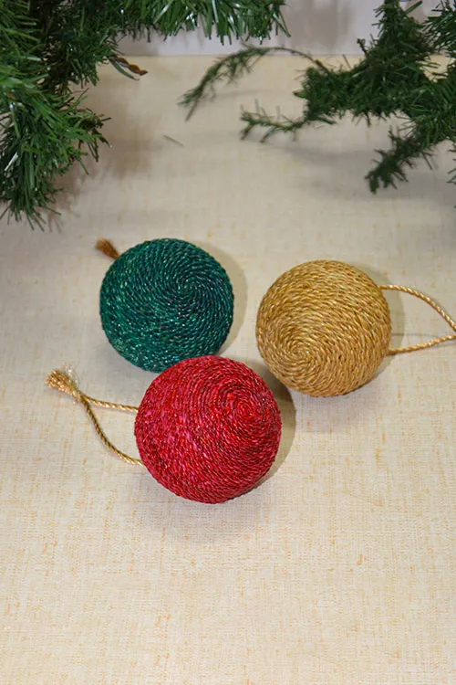 Dharini Water Hyacinth Christrmas Ball Ornaments (Set of 3) - Image 5