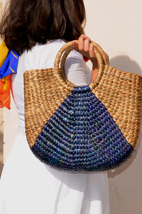 Dharini Water Hyacinth Designer Bag (Indigo) - Image 3