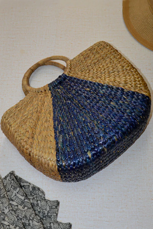 Dharini Water Hyacinth Designer Bag (Indigo) - Image 4