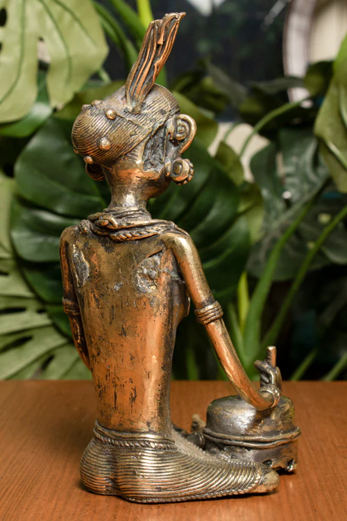 TICH Dhokra Craft Curio (Large) - Lady with Grinder - Image 3