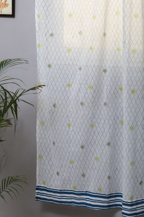 Sooti Syahi Diamond Dot Hand Block Printed Door Curtain - Image 2