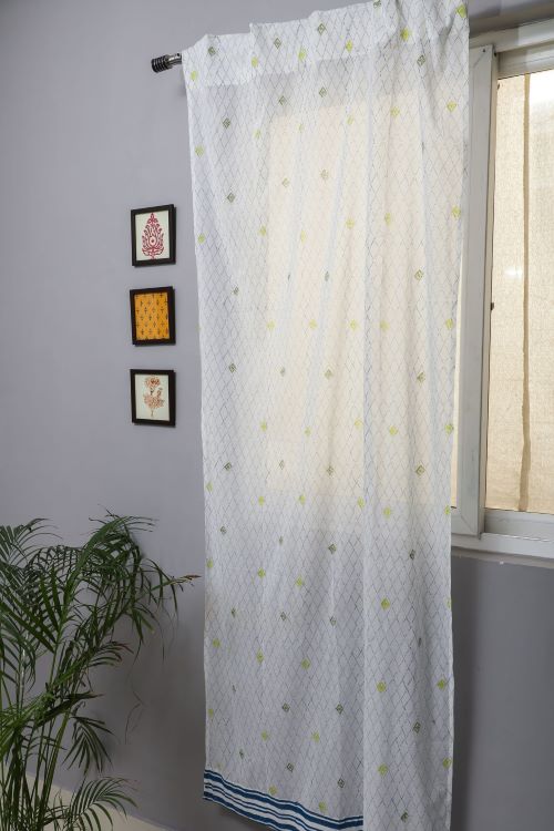 Sooti Syahi Diamond Dot Hand Block Printed Door Curtain - Image 3