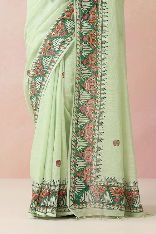 Diorama Designs "Ambuja" Handpainted Pure Linen Saree - Image 3