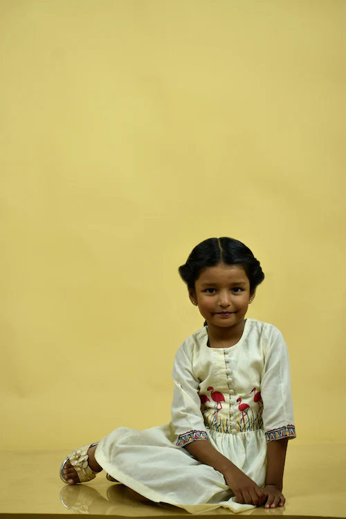Diorama Designs "Flamboyant Flamingos" Handpainted Kids Frock - Image 5