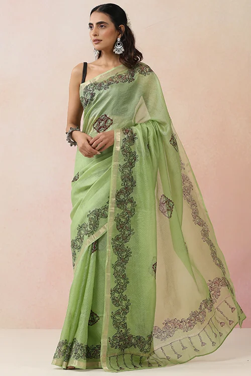 Diorama Designs "Kamalika" Handpainted Pure Kota Silk Saree - Image 3
