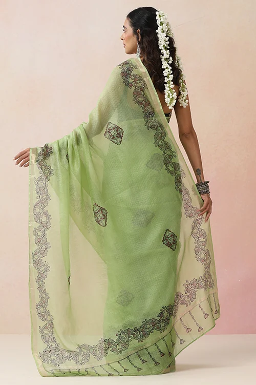 Diorama Designs "Kamalika" Handpainted Pure Kota Silk Saree - Image 4