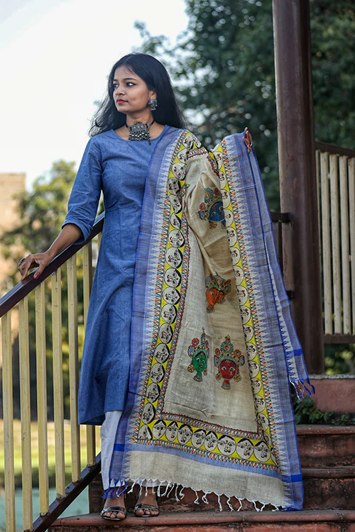 Diorama Designs Madhubani Cotton Dupatta - Image 3