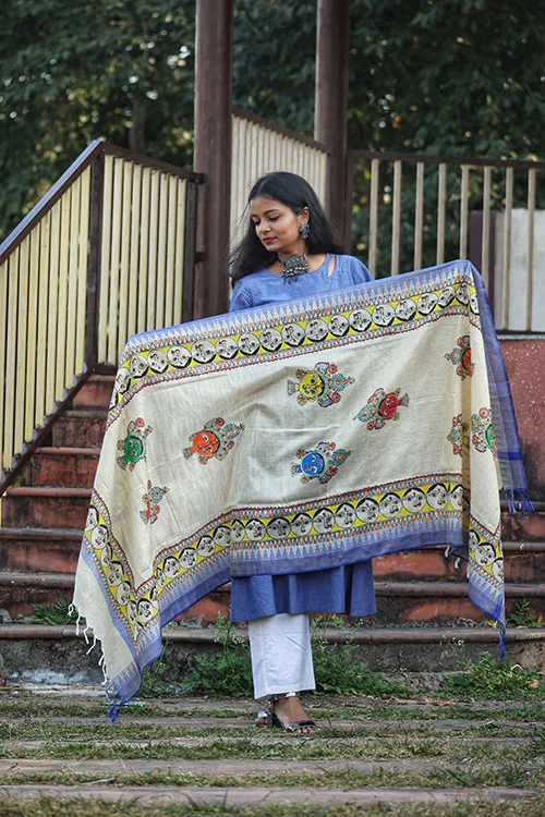 Diorama Designs Madhubani Cotton Dupatta - Image 4