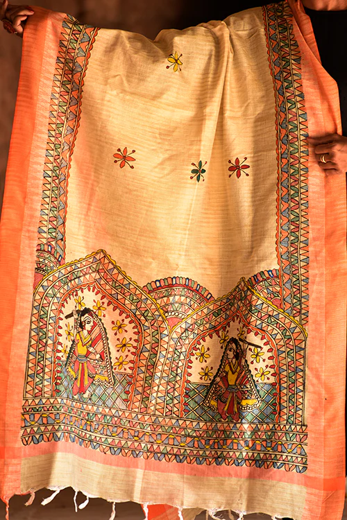 Diorama Designs Madhubani Handpainted Cotton Garba Raas Dupatta - Image 3