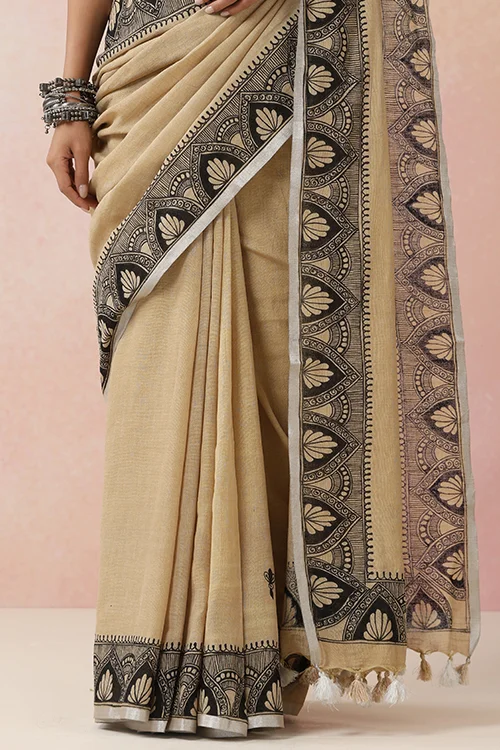 Diorama Designs "Raatrani" Handpainted Cotton Saree - Image 3